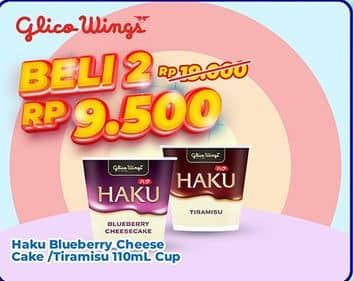 Promo Harga Glico Haku Tiramisu Cup, Blueberry Cheesecake Cup 110 ml - Indomaret