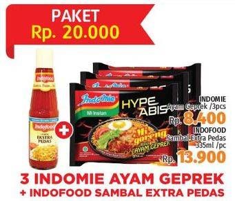 Promo Harga 3 Indomie Ayam Geprek + Indofood Sambal  - LotteMart