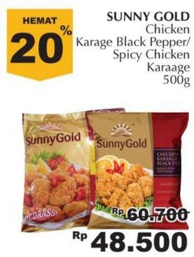 Promo Harga SUNNY GOLD Chicken Karaage Blackpapper, Hot Spicy 500 gr - Giant