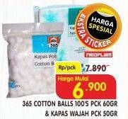 Promo Harga 365 Cotton Ball 60gr/Facial Cotton 50gr  - Superindo