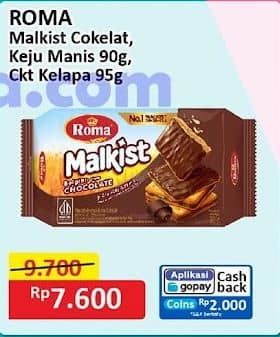 Promo Harga Roma Malkist Cokelat, Keju Manis, Cokelat Kelapa 95 gr - Alfamart