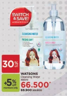 Promo Harga WATSONS Cleansing Water All Variants 485 ml - Watsons