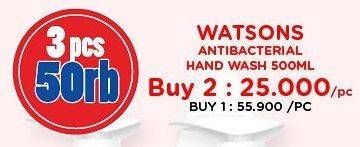 Promo Harga Watsons Anti Bacterial Cream Hand Wash 500 ml - Watsons