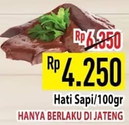 Promo Harga Beef Liver (Hati Sapi) per 100 gr - Hypermart