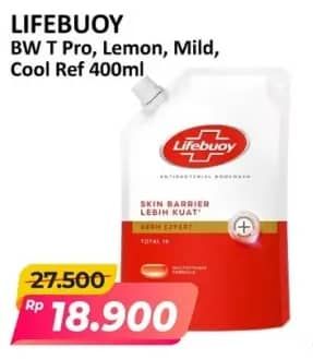 Promo Harga Lifebuoy Body Wash Total 10, Lemon Fresh, Mild Care, Cool Fresh 400 ml - Alfamart