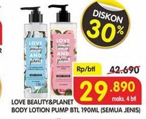 Promo Harga LOVE BEAUTY AND PLANET Body Lotion All Variants 190 ml - Superindo