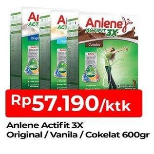 Promo Harga ANLENE Actifit Susu High Calcium Cokelat, Vanila, Original 600 gr - TIP TOP