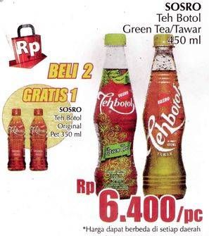Promo Harga Sosro Teh Botol Green Tea, Tawar 450 ml - Giant
