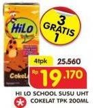 Promo Harga HILO Susu UHT School Chocolate per 4 pcs 200 ml - Superindo