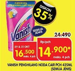Promo Harga VANISH Penghilang Noda Cair Pink, Putih 425 ml - Superindo