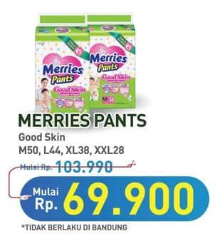 Promo Harga Merries Pants Good Skin M50, XL38, XXL28, L44 28 pcs - Hypermart