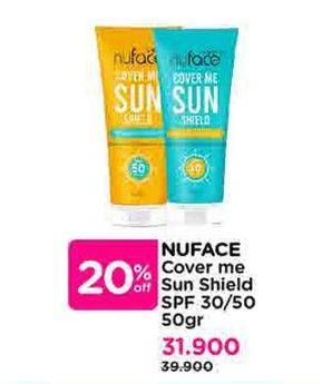 Promo Harga Nuface Cover Me Sun Shield SPF 30 PA+++, SPF 50 PA++++ 50 gr - Watsons