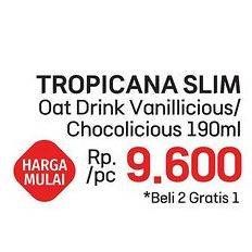 Promo Harga Tropicana Slim Oat Drink Chocolicious, Vanilicious 190 ml - LotteMart