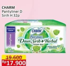 Promo Harga Charm Pantyliner Daun Sirih + Herbal 32 pcs - Alfamart