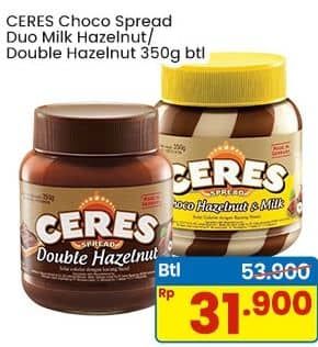 Promo Harga Ceres Choco Spread Choco Hazelnut, Double Hazelnut 350 gr - Indomaret
