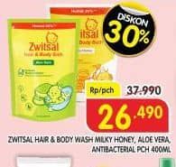 Promo Harga Zwitsal Natural Baby Bath 2 In 1 Milk Honey, Aloe Vera, Antibacterial 400 ml - Superindo