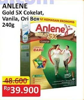 Promo Harga Anlene Gold Plus 5x Hi-Calcium Vanila, Original, Coklat 240 gr - Alfamart