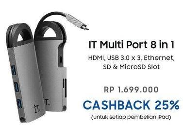 Promo Harga IT. Multi Port 8 in 1 Hub with USB-C cable  - Erafone