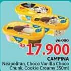 Promo Harga Campina Ice Cream Neapolitan, Chocolate Vanilla Choco Chunk, Cookie Creamy 350 ml - Alfamidi