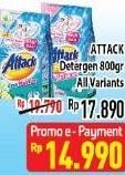 Promo Harga ATTACK Detergent Powder All Variants 800 gr - Hypermart