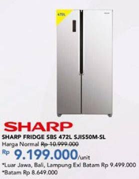Promo Harga SHARP SJ-IS50M-SL | REFRIGERATOR SBS 1 pcs - Carrefour
