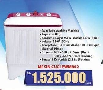 Promo Harga POLYTRON PWM 802 Mesin Cuci 2 Tabung  - Hari Hari
