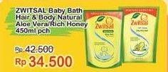 Promo Harga Zwitsal Natural Baby Bath 2 In 1 Milk Honey 450 ml - Indomaret