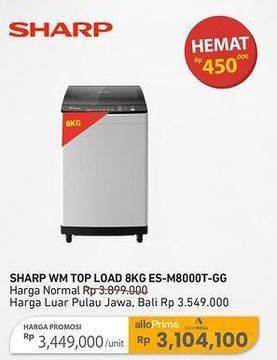 Promo Harga Sharp ES-M8000T-GG  - Carrefour