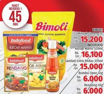 Promo Harga Bimoli Minyak Goreng + Indofood Kecap Manis + Indofood Sambal Extra Pedas + Bumbu Opor + Bumbu Rendang  - LotteMart