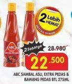 Promo Harga ABC Sambal Asli, Extra Pedas, Bawang Pedas 275 ml - Superindo