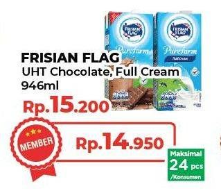 Promo Harga FRISIAN FLAG Susu UHT Purefarm Swiss Chocolate, Full Cream 946 ml - Yogya