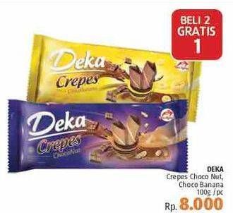 Promo Harga DUA KELINCI Deka Crepes Choco Nut, Choco Banana 100 gr - LotteMart