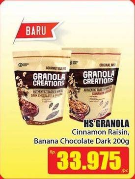 Promo Harga HUNDRED SEEDS Toasted Muesli Granola Creations Cinnamon Raisin, Dark Choco Banana 200 gr - Hari Hari