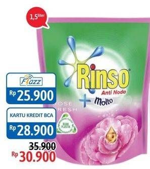 Promo Harga RINSO Anti Noda + Molto Liquid Detergent 1500 ml - Alfamidi