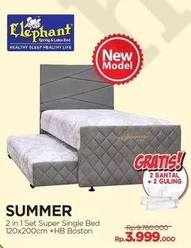 Promo Harga ELEPHANT Summer 2in1 Super Single Bed 120x200cm  - Courts