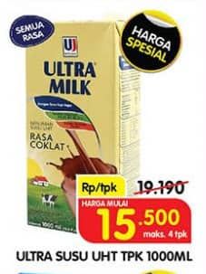 Promo Harga Ultra Milk Susu UHT All Variants 1000 ml - Superindo