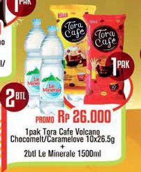 Promo Harga TORABIKA Toracafe 10s + 2 LE MINERALE Air Mineral 1,5ltr  - Carrefour