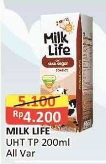 Promo Harga Milk Life UHT All Variants 200 ml - Alfamart