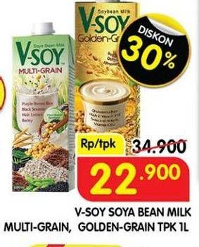Promo Harga V-soy Soya Bean Milk Multi Grain, Golden Grain 1000 ml - Superindo