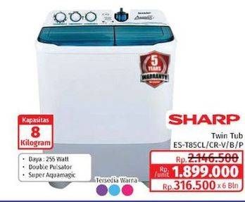 Promo Harga Sharp ES-T85CR | Washing Machine CL, CR-V, B, P  - Lotte Grosir