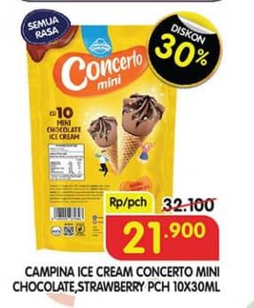 Promo Harga Campina Mini Concerto Chocolate, Strawberry per 10 pcs 30 ml - Superindo