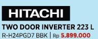 Promo Harga Hitachi R-H24PGD7 BBK Stylish Line Inverter Refrigerator  - COURTS