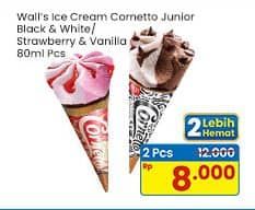 Promo Harga Walls Cornetto Black White, Strawberry Vanilla 82 ml - Indomaret