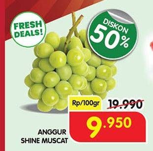 Promo Harga Anggur Shine Muscat 100 gr - Superindo