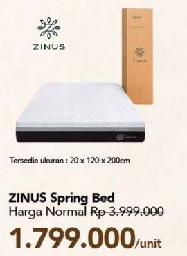 Promo Harga Zinus Spring Bed 20 X 120 X 200 Cm  - Carrefour