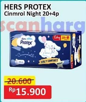 Promo Harga Hers Protex Comfort Night Wing 30cm 24 pcs - Alfamart