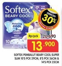 Promo Harga Softex Beary Cool Pembalut Wanita Natural Lavender  Wing 29cm, Wing 36cm, Wing 23cm 8 pcs - Superindo