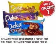 Promo Harga DUA KELINCI Deka Crepes Banana, Chcocowi, Choco Nut 100 gr - Superindo
