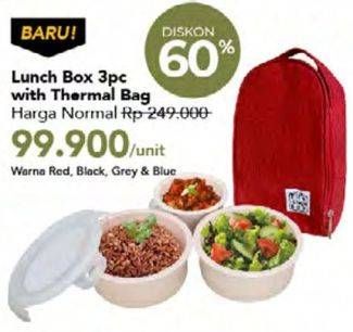 Promo Harga Lunch Box With Thermal Bag 3 pcs - Carrefour