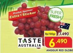 Promo Harga Anggur Red Globe per 100 gr - Superindo